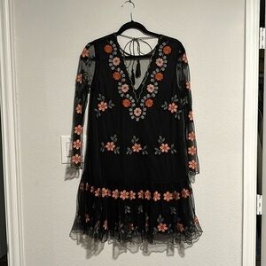 Black Floral Flowy Fall Dress